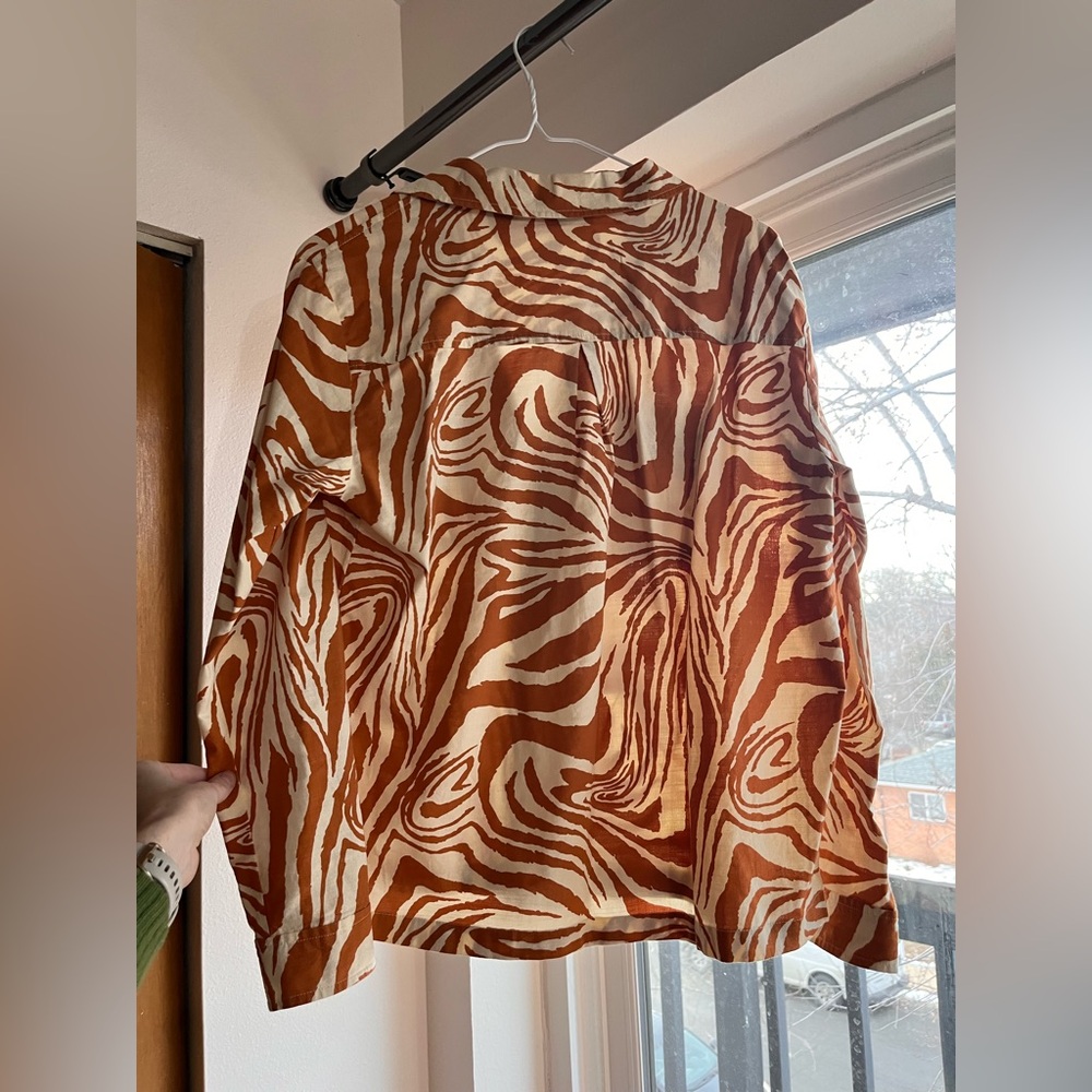 Quiksilver Destination Trip Long Sleeve Shirt Clay Zebradelia Womens XS - Picture 3 of 7